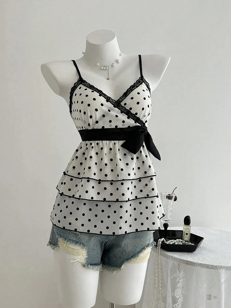 Summer Clothing For 70 Year Old Woman - French-Style Retro Lace Patchwork Color-Blocked Bow