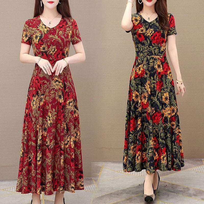Summer Clothing For 70 Year Old Woman - Office Lady Geometric Vintage Floral Printed