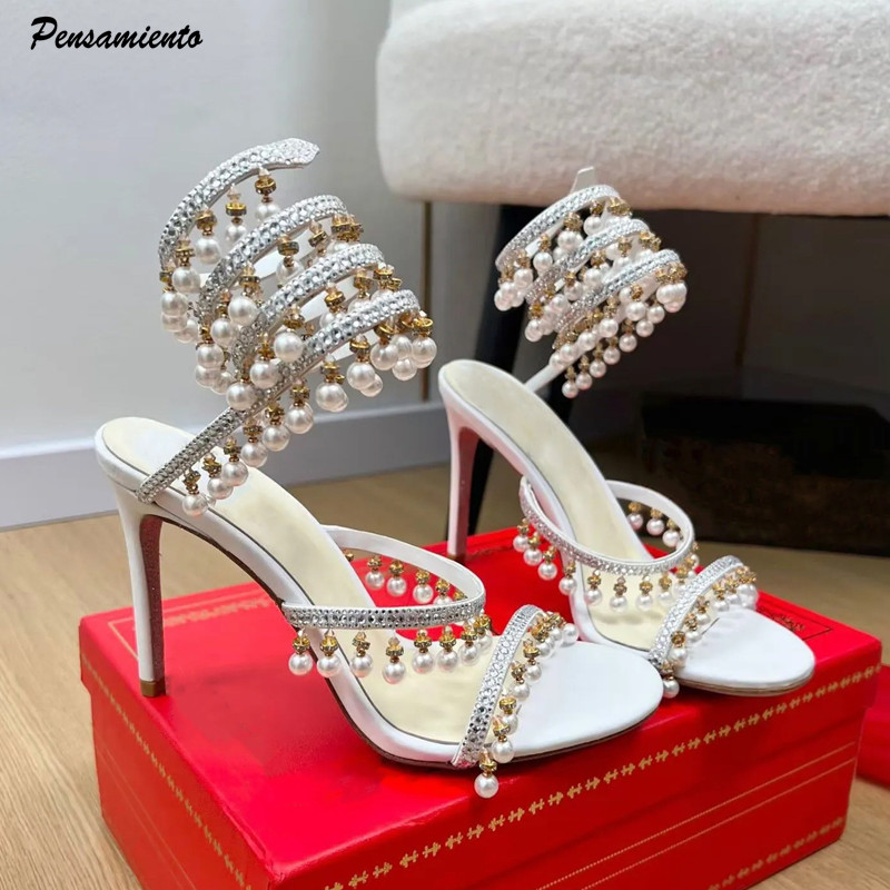 Summer Clothing Sale - Luxury Rhinestones Pearls Tassels Women Gladiator