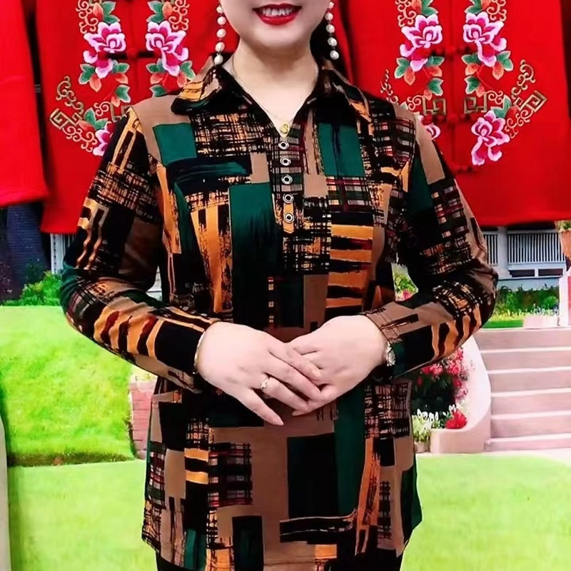 Summer Clothing For 70 Year Old Woman - Commute Geometric Shirt Spring Autumn Fashion