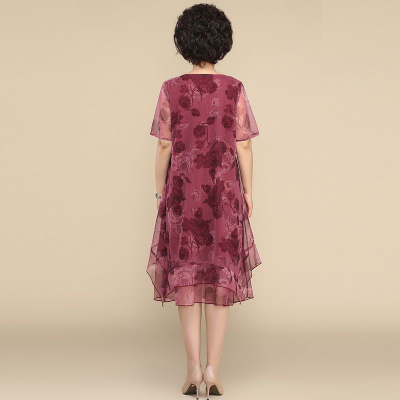 NEW O-Neck Short Sleeve Dresse - Summer Clothing For 70 Year Old Woman recension och pris