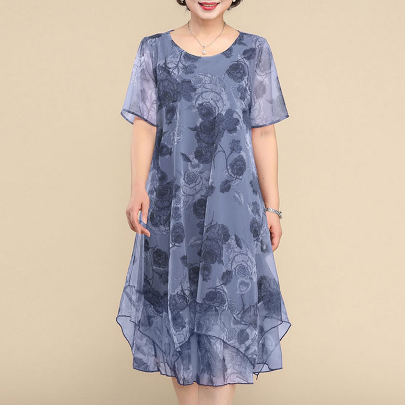 NEW O-Neck Short Sleeve Dresse - Summer Clothing For 70 Year Old Woman recension och pris