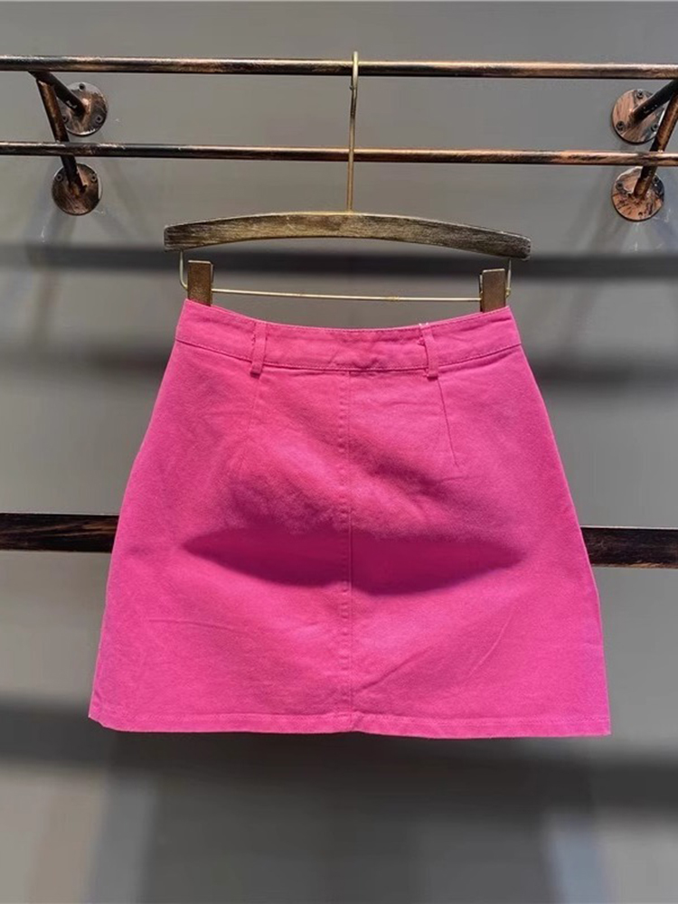 Rose Red Split Denim Skirt Hig - Summer Rose Clothing recension och pris