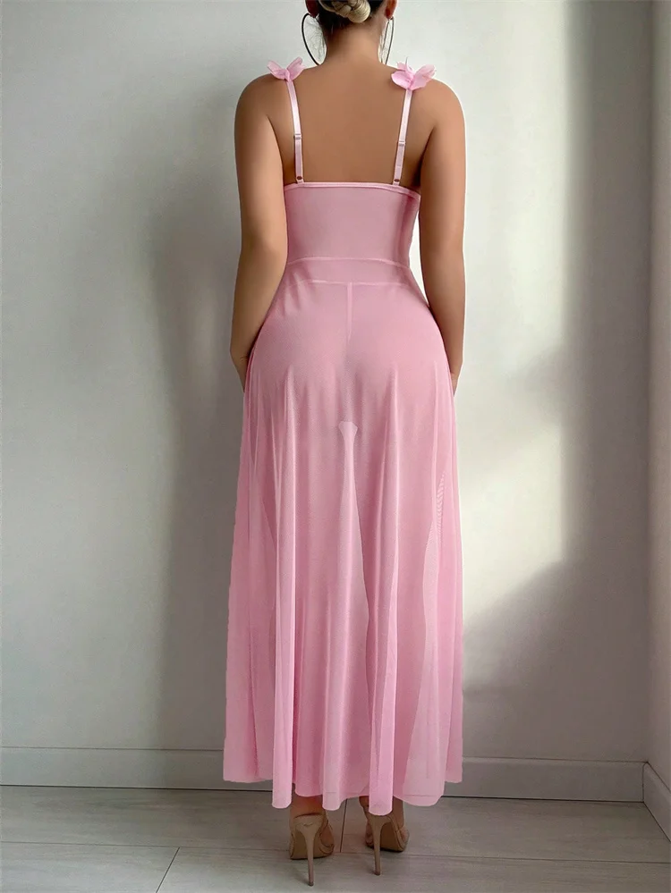 Pink Floral Lace See Through N - Summer Clothing Sale recension och pris