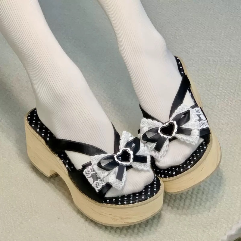 Sweet Bow Wood Grain Thick Bot - Summer Clothing Sale recension och pris