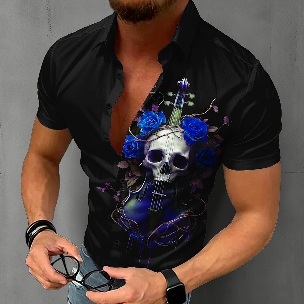 Men's Gothic Skull Shirt Short - Summer Rose Clothing recension och pris