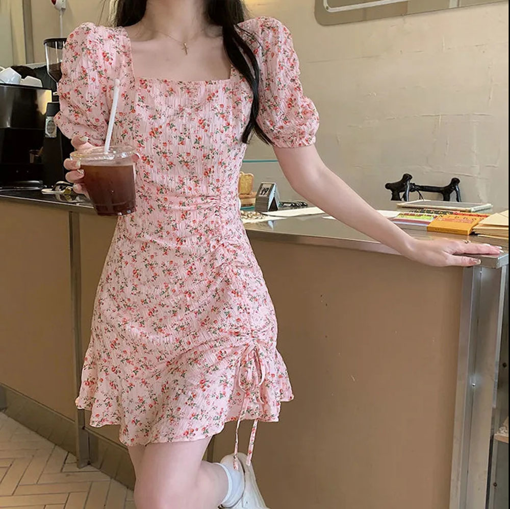 Summer Floral Drawstring Mini  - Summer Clothing For 70 Year Old Woman recension och pris