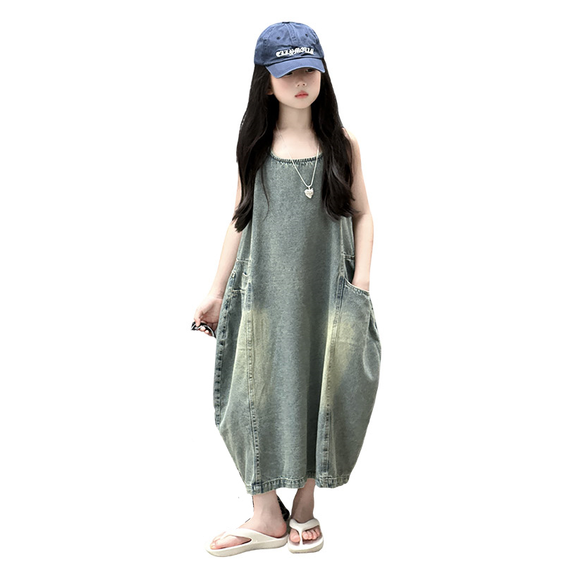 Vintage Blue Children Girls Hi - Summer Clothing Girl recension och pris