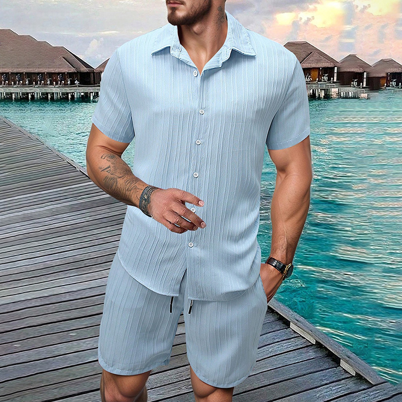 2026 New Men Vertical Wrinkle  - Summer Clothing Sets Men recension och pris